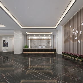 新中式酒店大堂3D模型下载